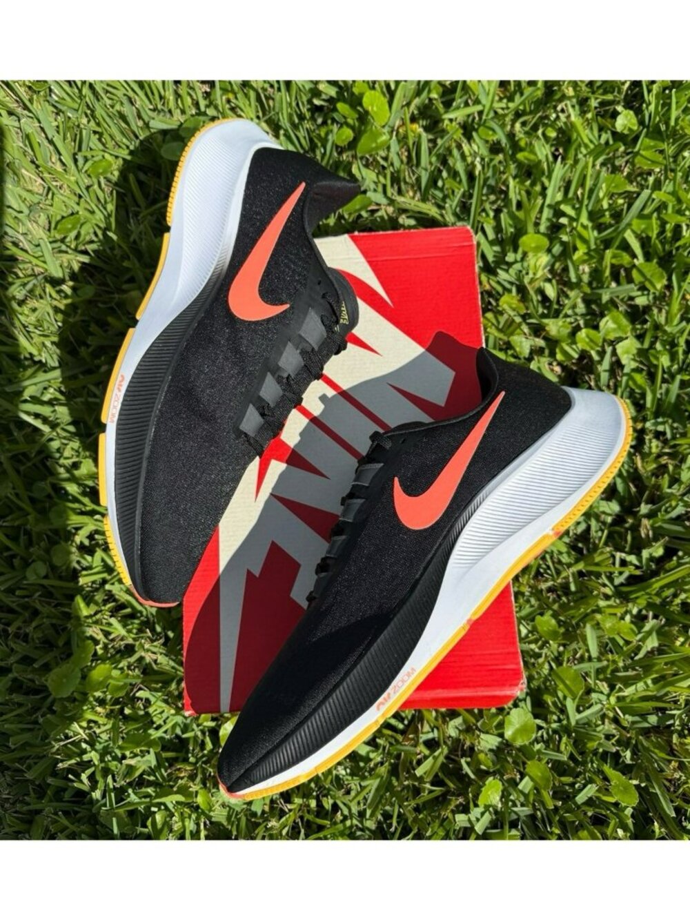 15 MEN'S NIKE AIR ZOOM PEGASUS 37 BLACK / MANGO BQ9646-010 RUNNING